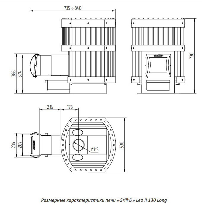 Банная печь Grill'D Leo II 130 Long black